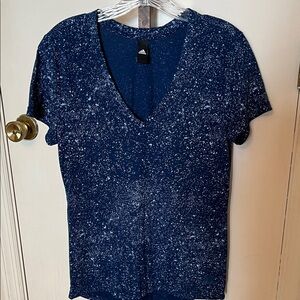 Adidas Women's Navy Speckled V-Neck Top